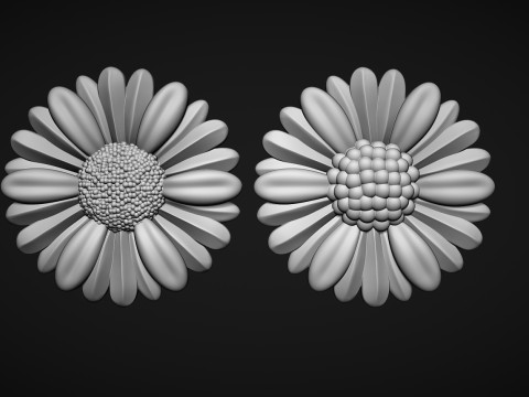 Daisy flowers bas relief 3D 프린트 모델