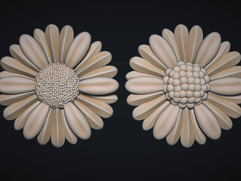 Daisy flowers bas relief 3D Print Model