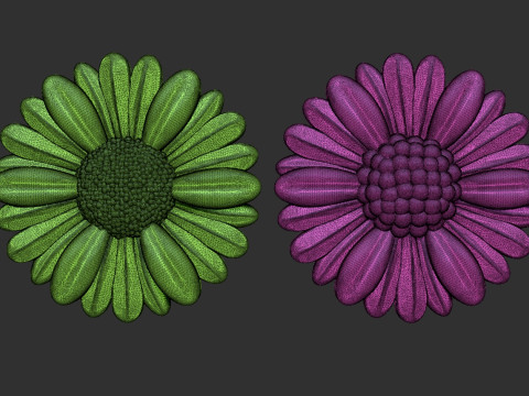 Daisy flowers bas relief 3D 프린트 모델
