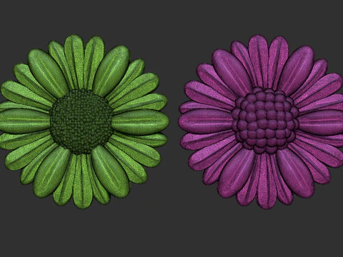 Daisy flowers bas relief 3D Print Model