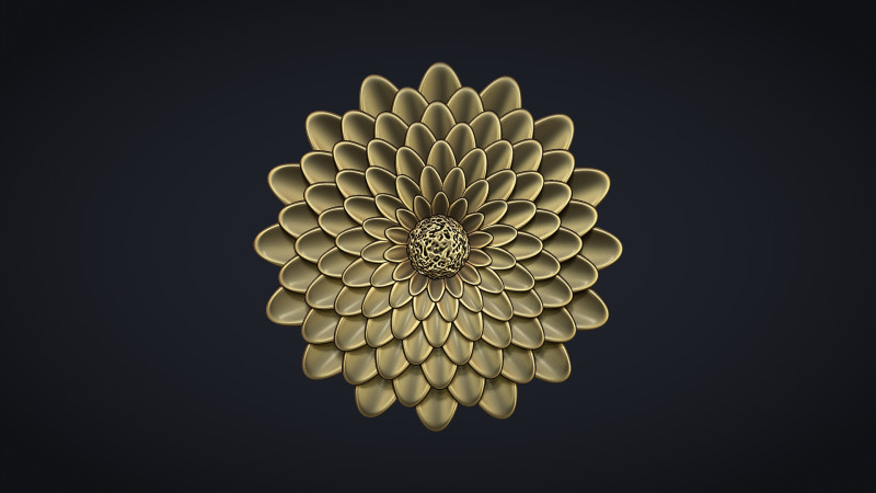 Deep Dahlia Flower Bas relief Modèles 3D en vedette .c4d .max .obj .3ds .fbx .stl .blend 