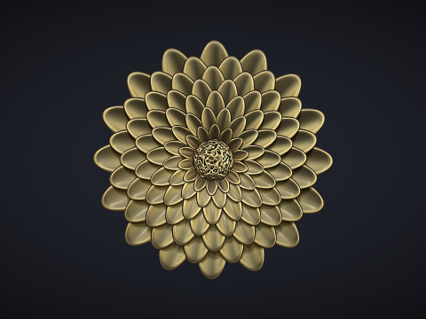 Deep Dahlia Flower Bas relief 3D प्रिंट मॉडल