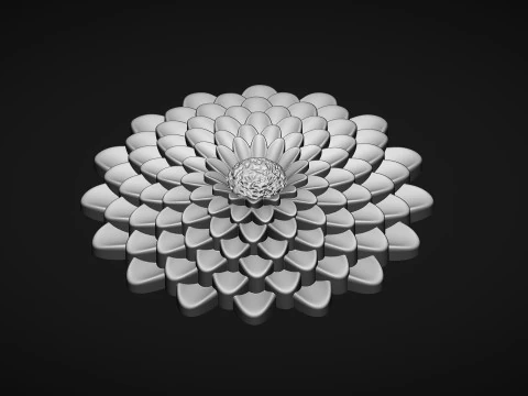 Deep Dahlia Flower Bas relief 3D Print Model