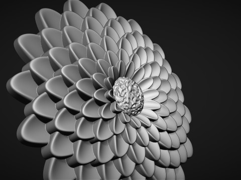 Deep Dahlia Flower Bas relief Modèles 3D en vedette