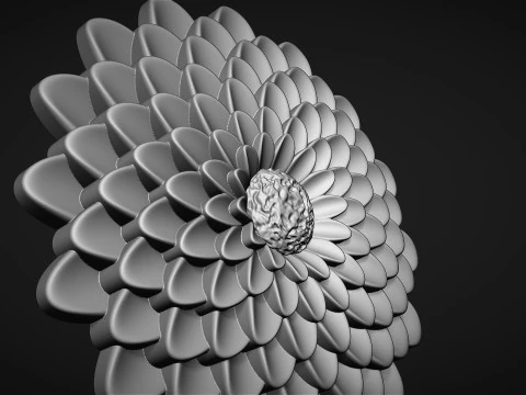 Deep Dahlia Flower Bas relief 3D Print Model