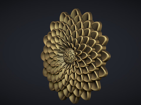 Deep Dahlia Flower Bas relief Modèles 3D en vedette
