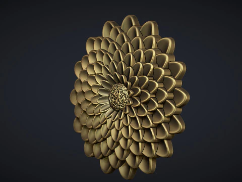 Deep Dahlia Flower Bas relief 3D Print Model