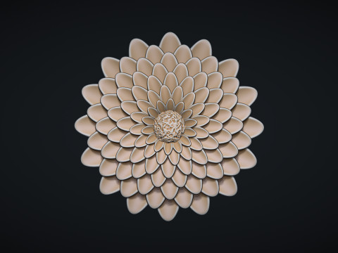 Deep Dahlia Flower Bas relief Modèles 3D en vedette