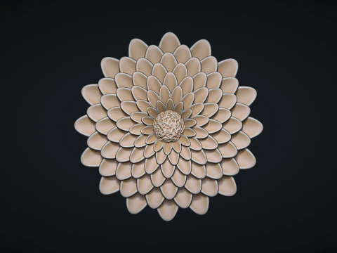 Deep Dahlia Flower Bas relief 3D Print Model