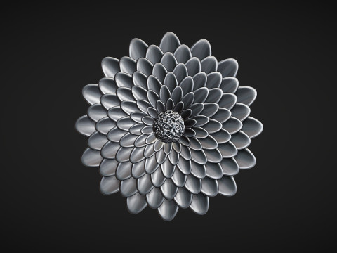 Deep Dahlia Flower Bas relief Modèles 3D en vedette