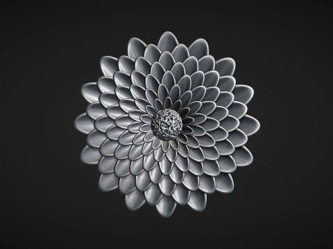 Deep Dahlia Flower Bas relief 3D Print Model