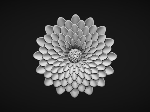 Deep Dahlia Flower Bas relief Modèles 3D en vedette