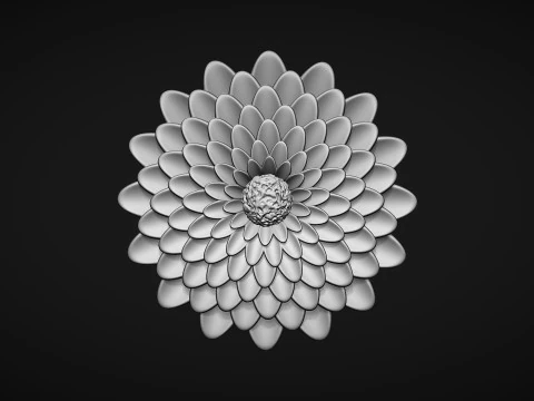Deep Dahlia Flower Bas relief 3D Print Model