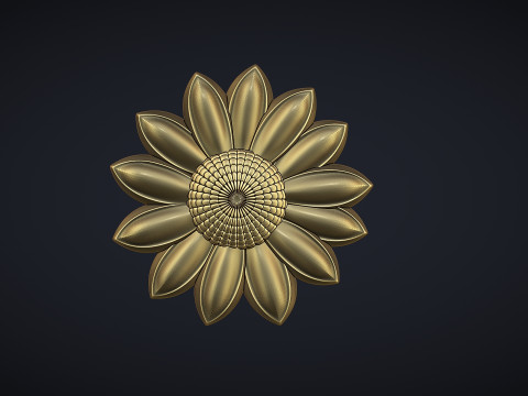 Daisy Garden Flower Bas Relief 3D प्रिंट मॉडल