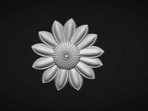 Daisy Garden Flower Bas Relief 3D Print Model