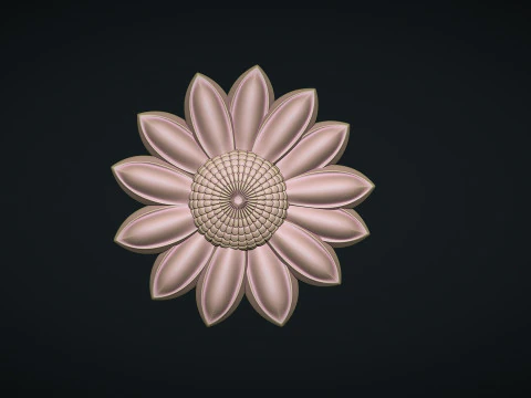 Daisy Garden Flower Bas Relief 3D Print Model