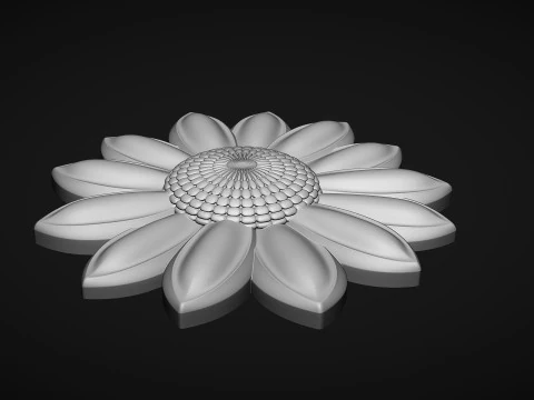 Daisy Garden Flower Bas Relief 3D Print Model