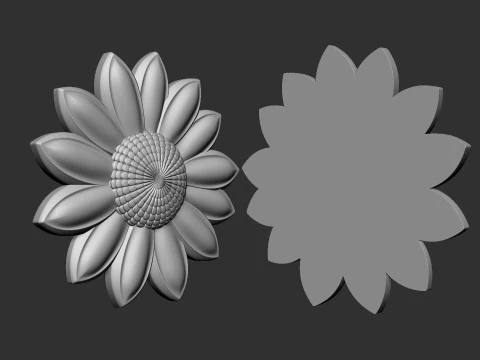 Daisy Garden Flower Bas Relief 3D Print Model
