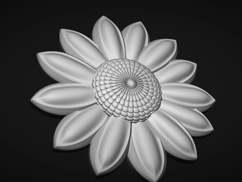 Daisy Garden Flower Bas Relief 3D Print Model