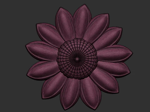 Daisy Garden Flower Bas Relief 3D Print Model