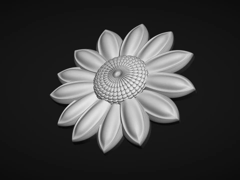 Daisy Garden Flower Bas Relief 3D Print Model