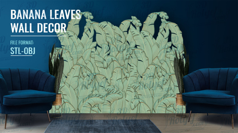 Banana Leaves Wall Decor 3Dプリントモデル .c4d .max .obj .3ds .fbx .stl .blend 