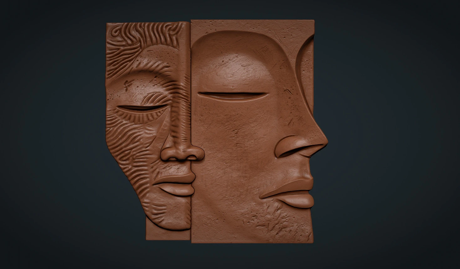 Face Sculpture Wall Decor for Cnc or 3D Printing 3D Print Model .c4d .max .obj .3ds .fbx .stl .blend