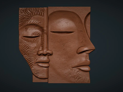 Dekorasi Dinding Patung Wajah untuk Cnc atau Pencetakan 3D Model Cetak 3D