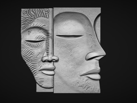 Face Sculpture Wall Decor for Cnc or 3D Printing 3D Print Model