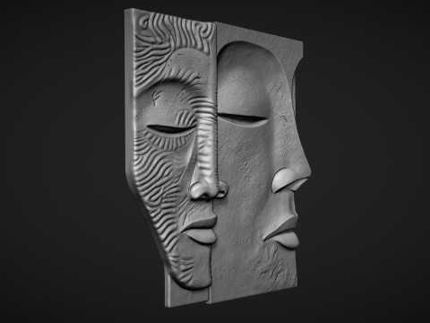 Face Sculpture Wall Decor for Cnc or 3D Printing 3D Print Model