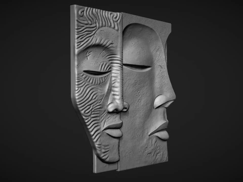 Face Sculpture Wall Decor for Cnc or 3D Printing 3D Print Model