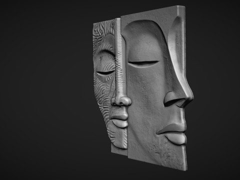 Face Sculpture Wall Decor for Cnc or 3D Printing 3D Print Model