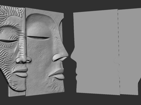 Face Sculpture Wall Decor for Cnc or 3D Printing 3D Print Model
