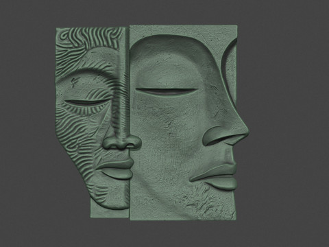 Face Sculpture Wall Decor for Cnc or 3D Printing 3D Print Model