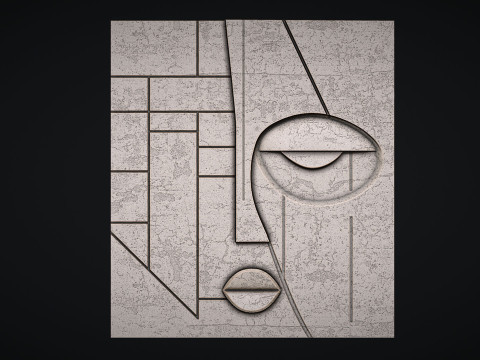 Cubist Face Art Wall Decor for Cnc Carving Model do druku 3D