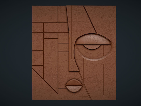 Cubist Face Art Wall Decor for Cnc Carving Model do druku 3D