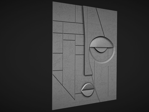 Cubist Face Art Wall Decor for Cnc Carving Model do druku 3D