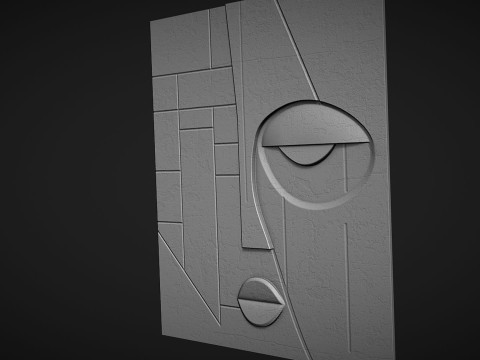 Cubist Face Art Wall Decor for Cnc Carving Model do druku 3D