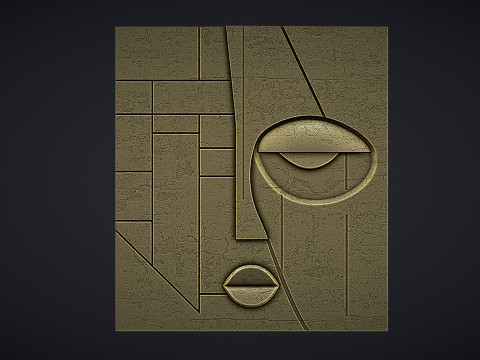 Cubist Face Art Wall Decor for Cnc Carving Model do druku 3D