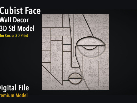 Cubist Face Art Wall Decor for Cnc Carving Modèles 3D en vedette