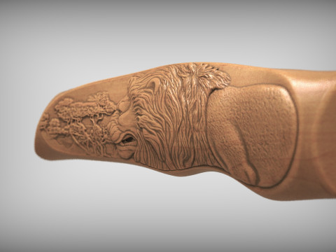 Lion Knife Handle 3D Print Model