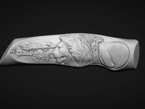 Lion Knife Handle 3D Print Model