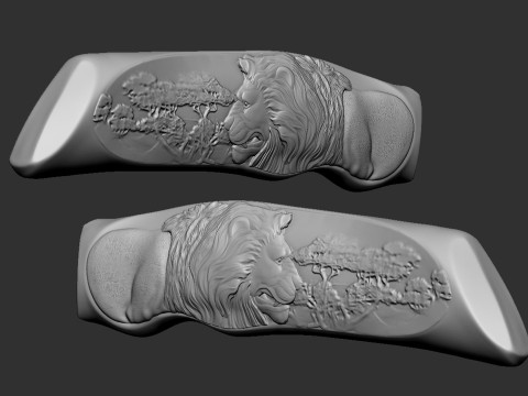 Lion Knife Handle 3D Print Model