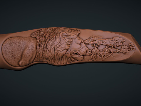Lion Knife Handle 3D Print Model