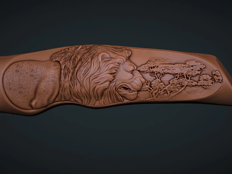 Lion Knife Handle 3D Print Model