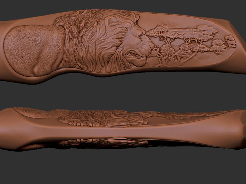 Lion Knife Handle 3D Print Model