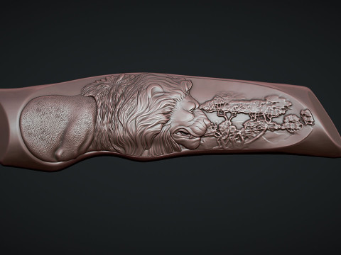 Lion Knife Handle 3D Print Model