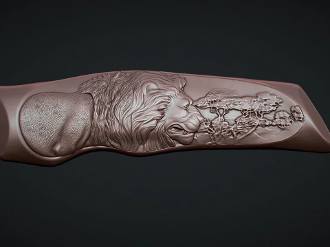 Lion Knife Handle 3D Print Model