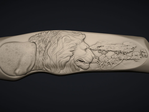 Lion Knife Handle 3D Print Model