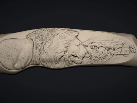 Lion Knife Handle 3D Print Model